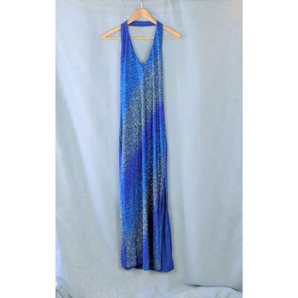 Dresses & Skirts - Blue/Gold Sparkle Halter Dress